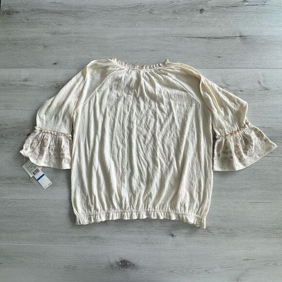 Skye’s the Limit St. Croix Crinkle Embroidered Blouse Natural XL NWT IN PACKAGE - Picture 7 of 7